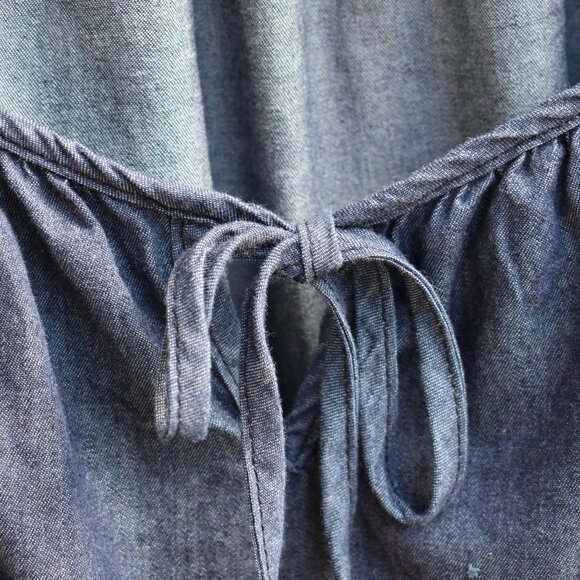 Karen Kane Contrast Stitch Denim Peasant Blouse Size L - Picture 11 of 11